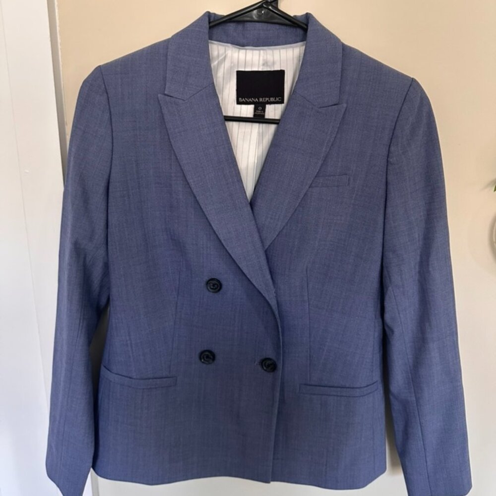 Banana Republic Double Breasted Blazer - Dusty Blue